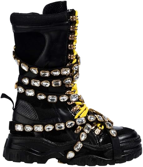 black yellow boots