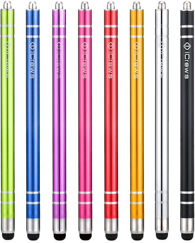 iCrews[8 Colors Stylus Capacitive Ultra-Sensitive, Scratch and Fingerprint Resistant Pen for iPad, Samsung Galaxy Tab, HTC, Touchscreen iPhone.
