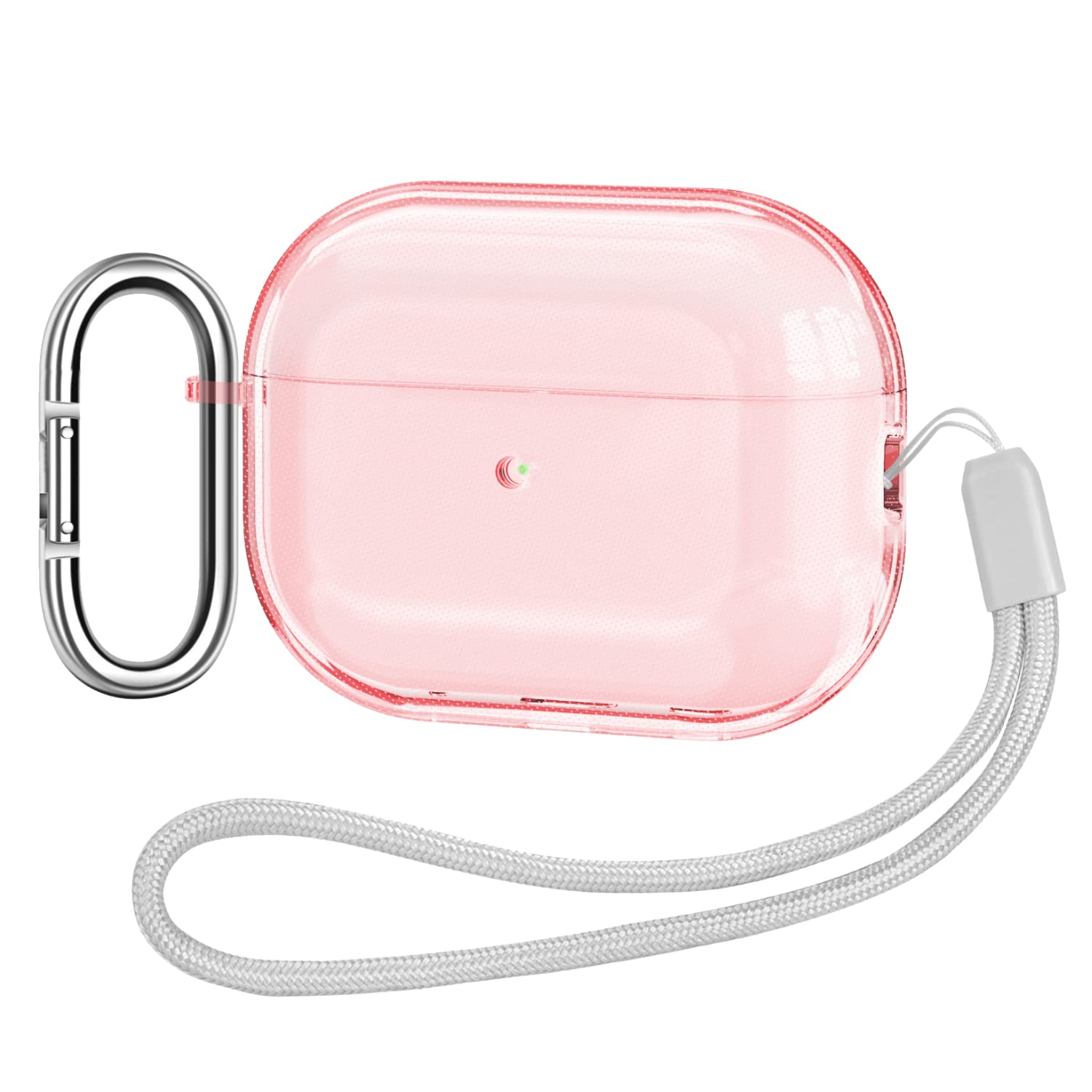 Airpod Pro 2nd PERSONALLY YOURZ Case Cover Compatible with Airpod Pro 2 (2022) Transparent Airpod Pro 2nd Generation Case with Carabiner & Nylon String-Support Wireless Charging (PEACH)