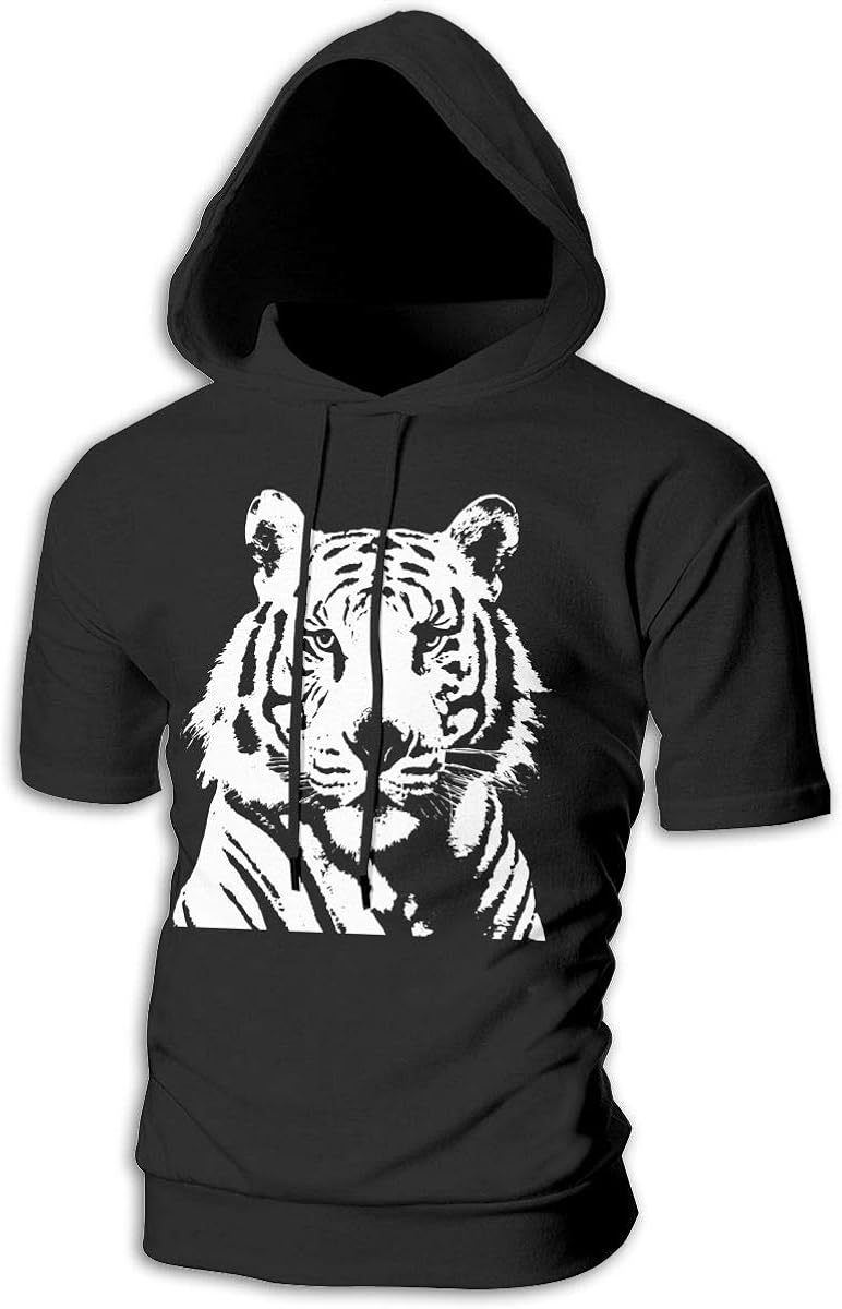 Amazon.com: Men's Short Sleeve White Tiger Bengal Tiger Hooded Sweatshirt, Warm 100% Cotton 