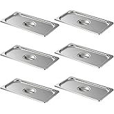 Bluelinecool 1/3 Size Slotted Steam Table Pan Cover with Handle, 6-Pack Hotel Pan Lids,Anti-Jam Food Pan Cover, Catering Food Cover for Stainless Steel Metal Tray Set