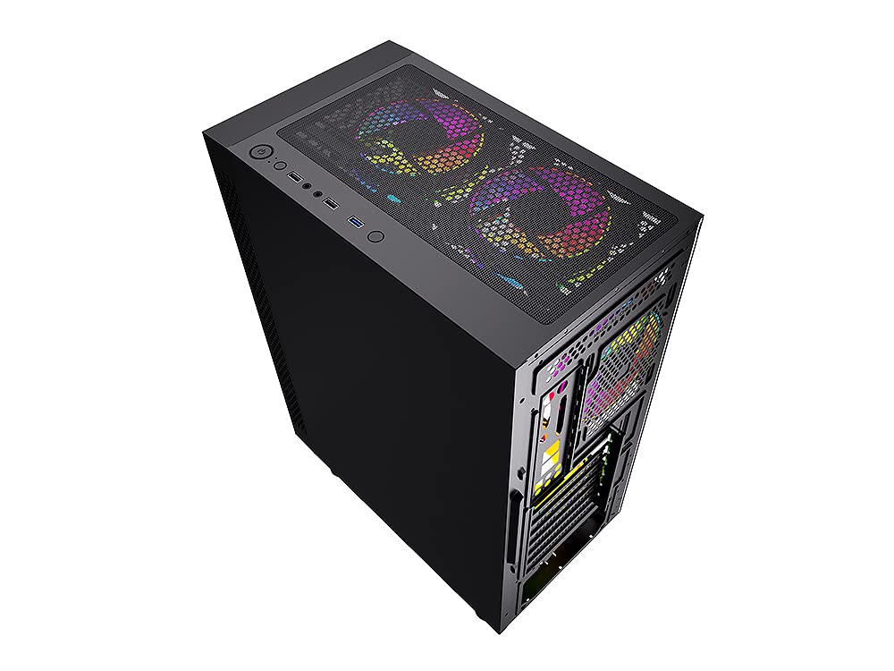 Bgears b-Optillusion (Fans NOT Included) Gaming PC ATX case, Special Optical Illusion ARGB Front Panel, Tempered Glass Side. USB3.0, Support up to EATX Motherboard.