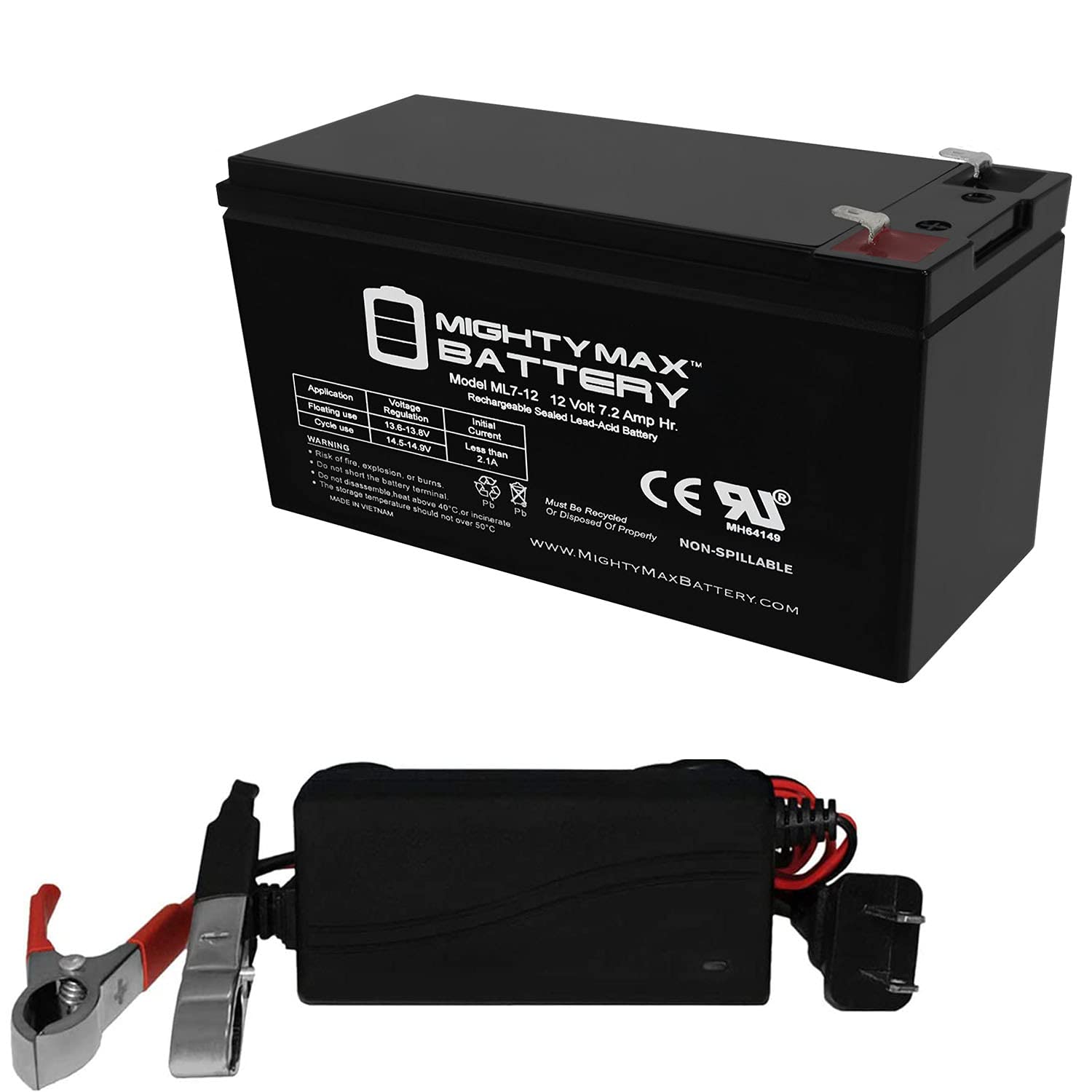 Mighty Max Battery 12V 7Ah Battery Replacement for Powerware Unisys EBC-48 + 12V Charger Brand Produ