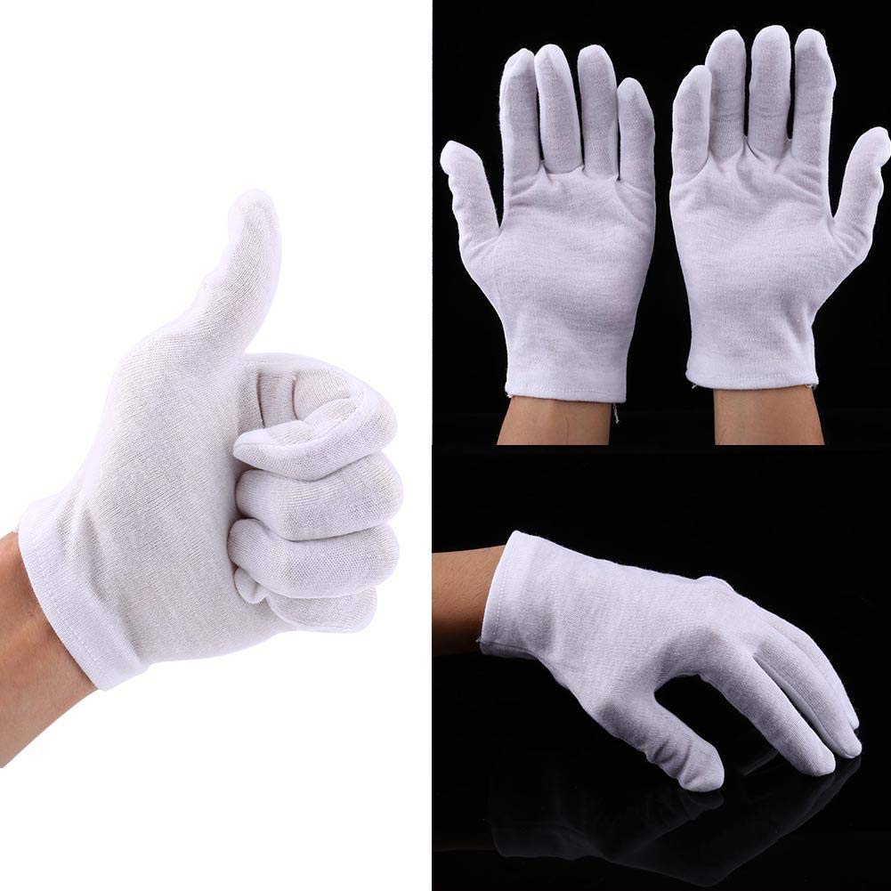 White Gloves, 12 Pairs Practical White Cotton Working Gloves for Coin