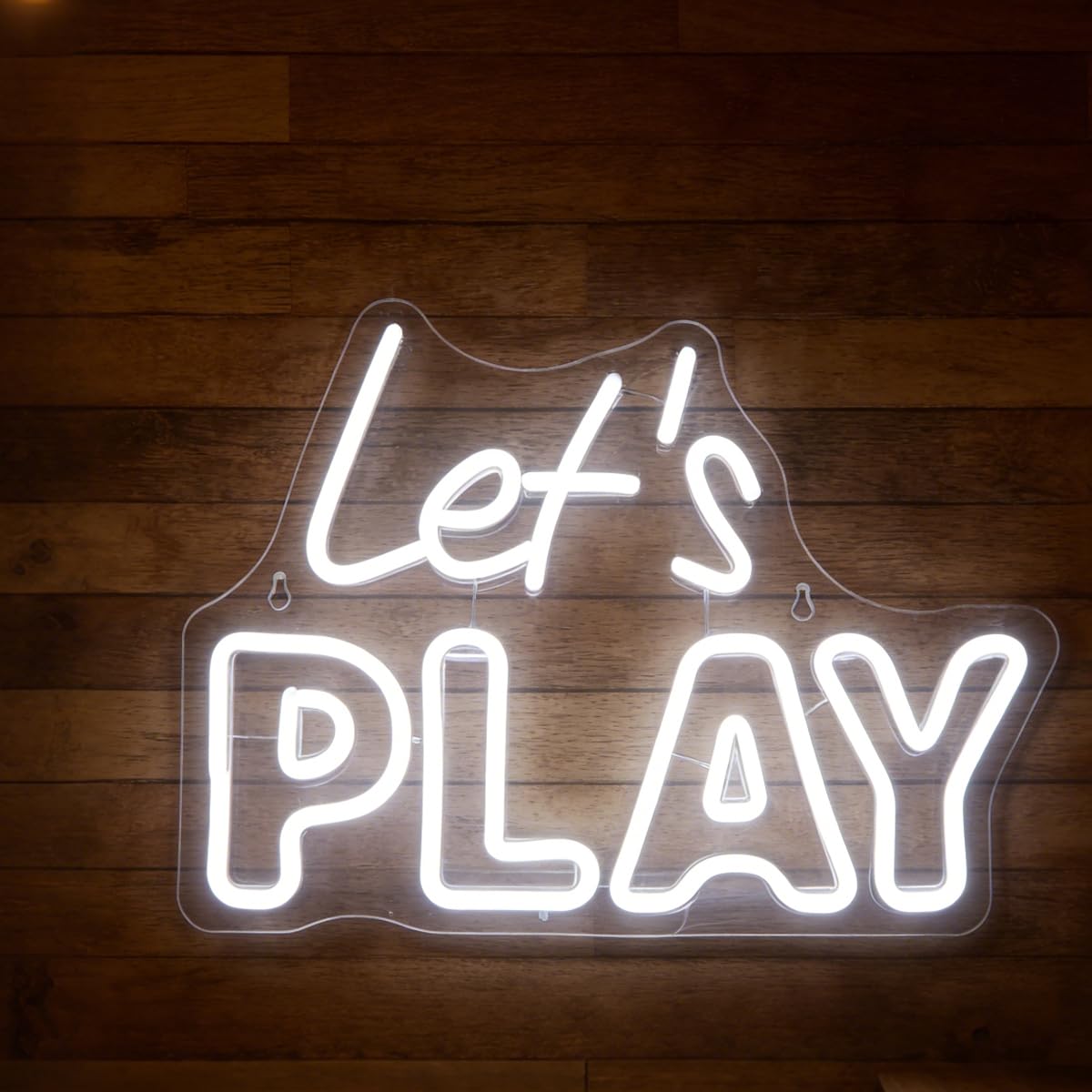 Photo 1 of "Let's Play" Playful Neon Light - Fun & Engaging LED Wall Art for Game Room, Playroom, Kids Bedroom or Family Room Decor, Dimmable USB, Inviting Gift for Gamers, Kids & Families