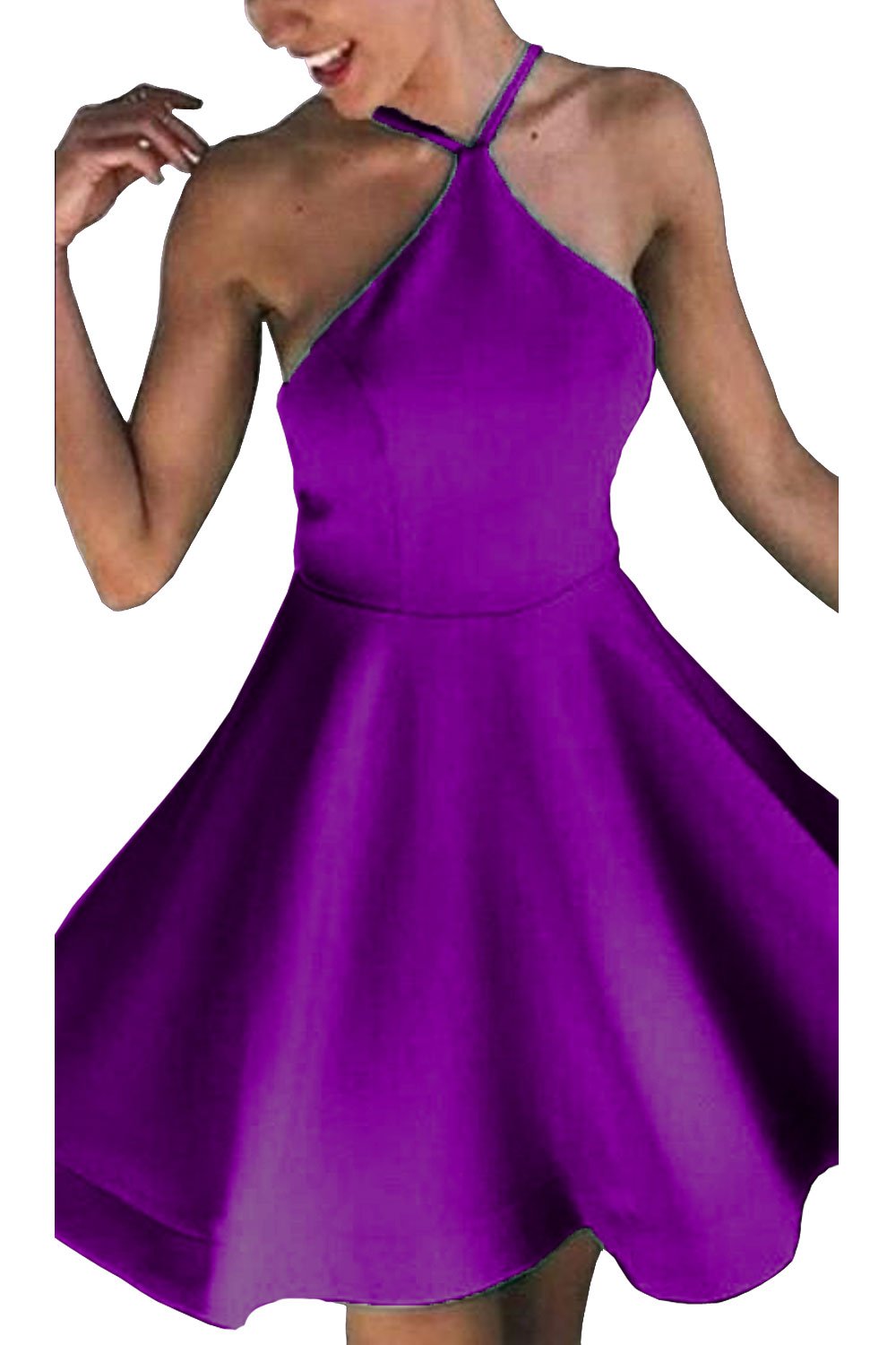 DYS Women's Short Halter Prom Dress Backless Cocktail Party