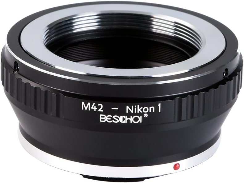 Beschoi Lens Mount Adapter for M42 42mm Screw Mount Lens to Nikon 1-Series Camera Adapter Ring, fits Nikon V1, J1 Mirrorless Cameras