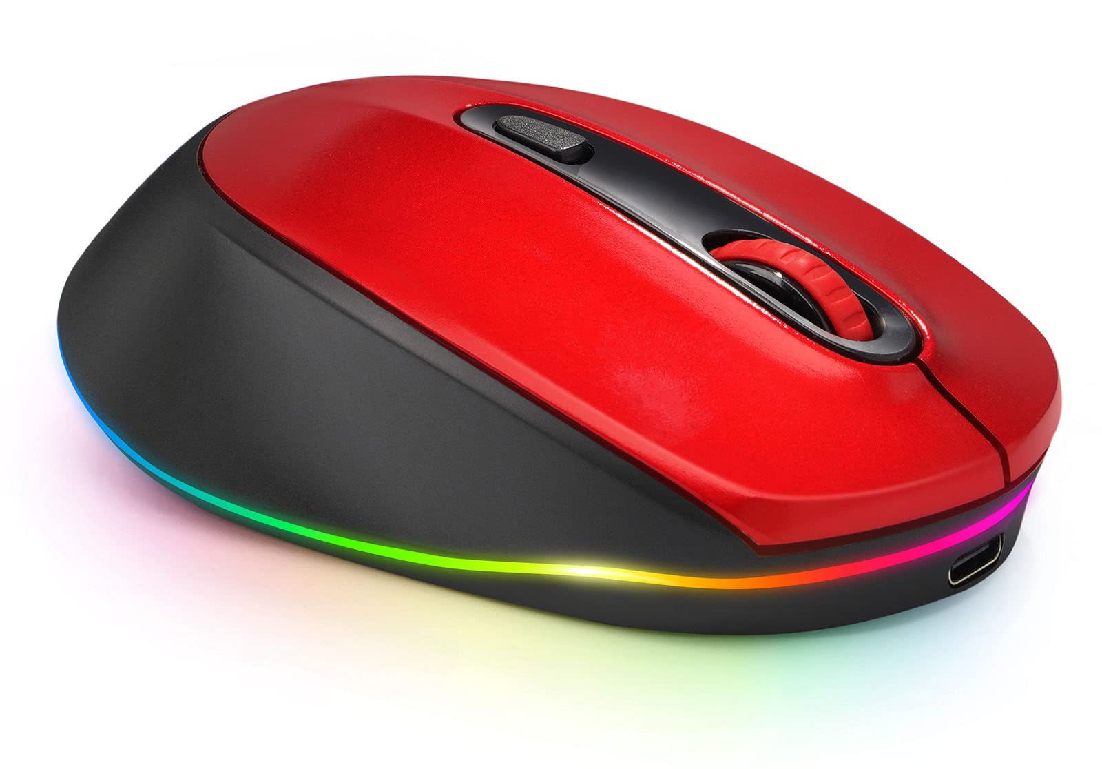 Photo 1 of seenda Wireless Mouse, Rechargeable Light Up Mouse for Laptop, Small Cordless Mice with Quiet Click LED Rainbow Lights for PC Laptop Kids Chromebook Windows Mac,Black& Red