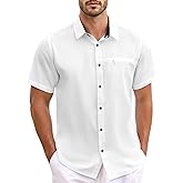 GSOU SNOW Mens Fishing Shirts Short Sleeve Button Up Hiking Shirt Cooling Quick Dry Vented