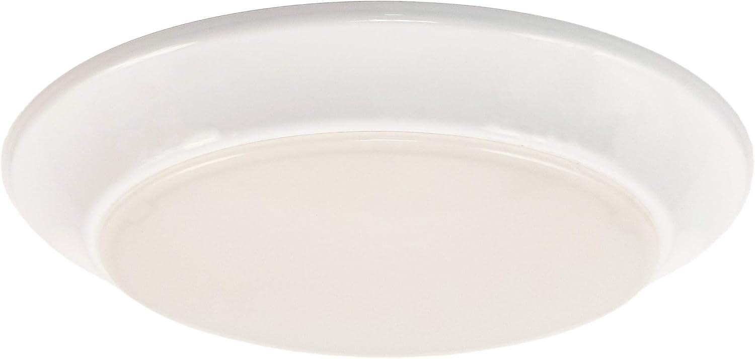 CORAMDEO 7.5 Inch LED Flush Mount Ceiling Light Fixture, Closet, Bathroom, Shower, Laundry, Hallway, Pantry, 5K, Built in LED 75W of Light from 11.5W of Power, 800 Lumen, Dimmable, White Finish