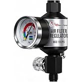 LE LEMATEC Paint Sprayer Regulator with Gauge & Water Separator | 1/4in NPT inline air filter, dryer, moisture trap, 150 PSI,
