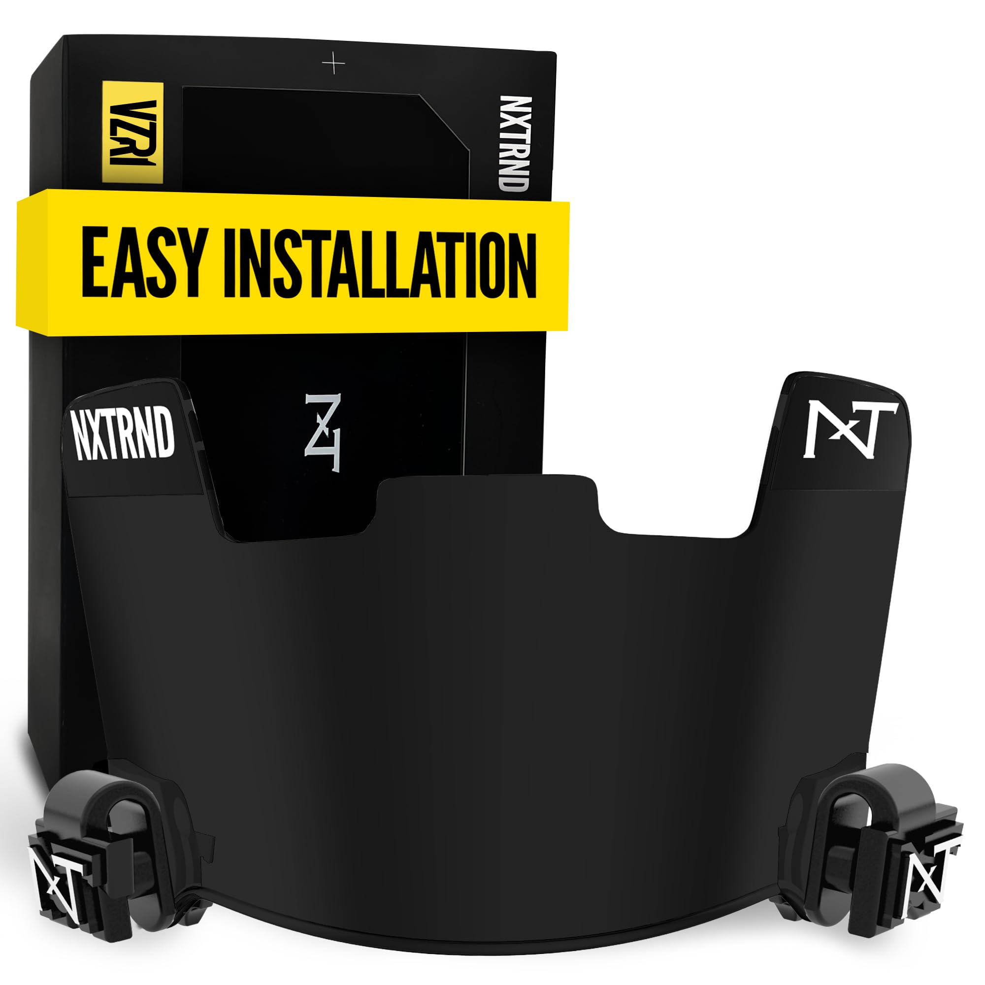 Nxtrnd VZR1 Tinted Football Visor, Professional Football Helmet Visor, Shield Fits Youth Football Helmets & Adult Football Helmets, Includes Visor Clips, Decal Pack, & Microfiber Bag (Black)