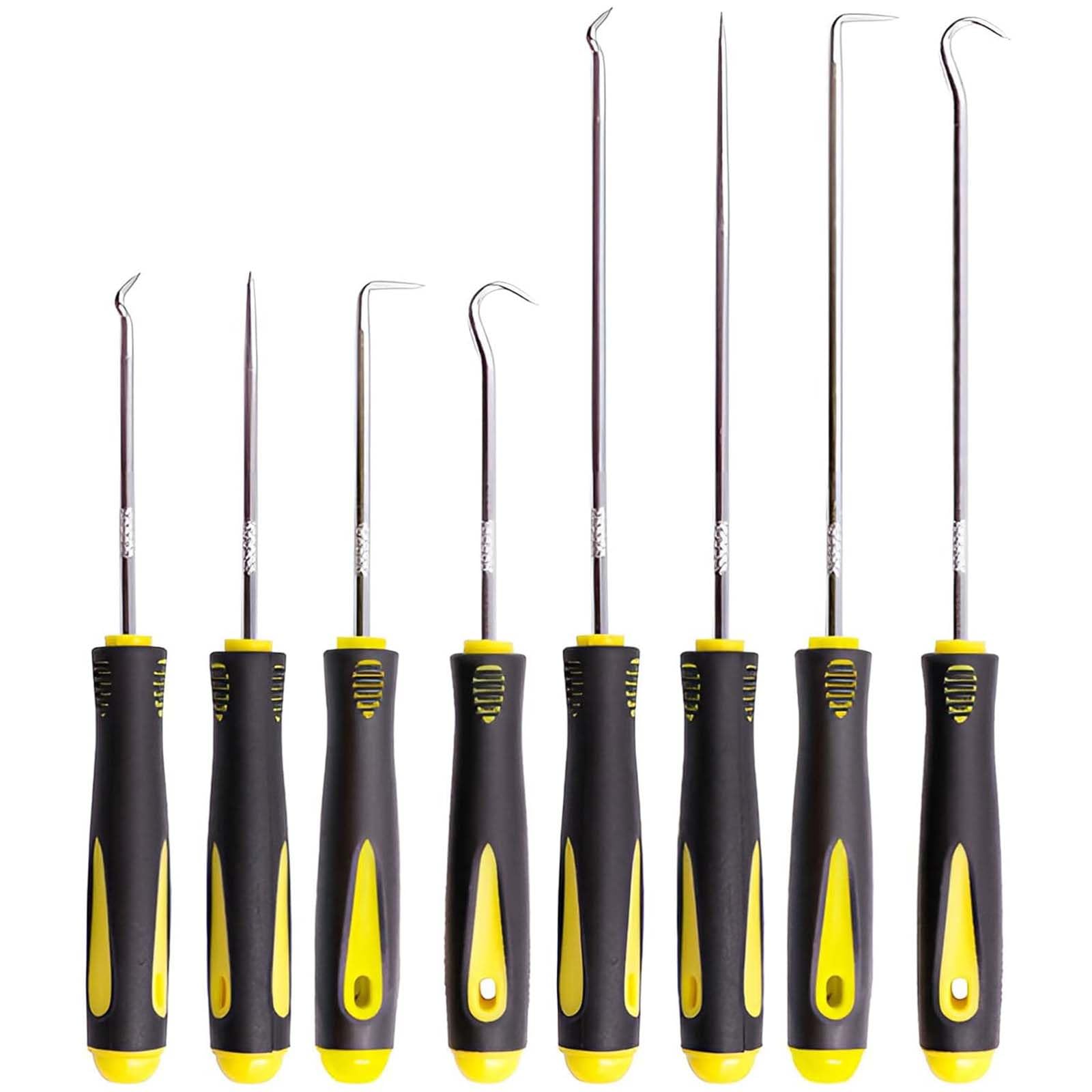 MisFun 8 Pieces Long Reach Pick and Hook, O-Ring and Seal Remover Hooks Mechanic Tools, Oil Seal Gasket Precision Screwdriver Extractor Tool