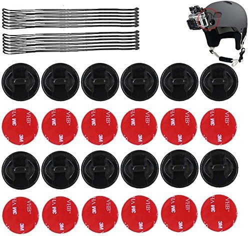 SUNMENCO 24pcs Helmet 3M Adhesive VHB Stickers & Insurance Tether Straps Action Camera Accessories Kits for GoPro Hero 6 5 4 / xiao mi yi/AKASO/Sony Sports dvr