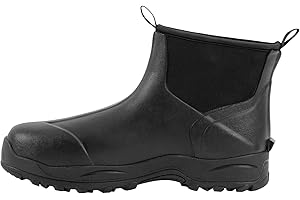 Ubon Men's Short Ankle Rubber Rain Boots Waterproof, Slip On Insulated Mud Work Rainboots Garden Shoes