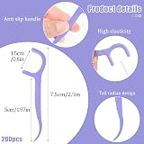 Hemiks 200 Pcs Dental Floss Floss Sticks 2 in 1 Toothpick Interdental Purple view 2