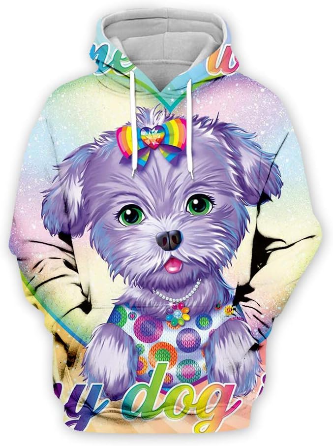 Unisex 3D Lisa Frank Printed Cartoon Hoodie Funny Hoodies Sweatshirt Drawstring with Pockets