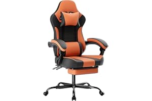 Gaming Chair with Recline, Video Game Chair Built-in Massage, Footrest & Headrest, Height Adjustable Ergonomic Gamer Chair, 3