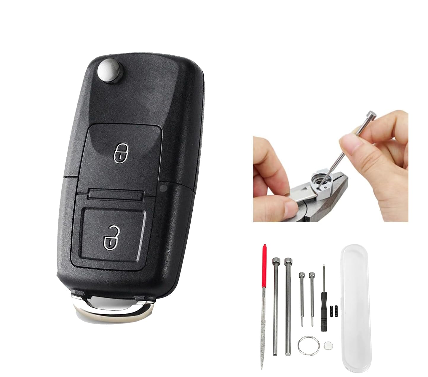 2 Buttons VW Key Fob with Pin Removal Tools For Volkswagen Transpoter Golf MK6 Seat Ibiza Leon Polo Beetle Caddy Bora Passat Skoda Octavia MK3 Key Fob