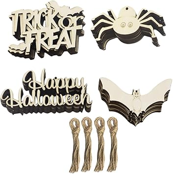 Excelart 40 Stück Halloween-Holzschilder, Etiketten aus Holz, Etiketten