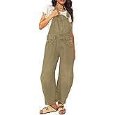 MAOECO Barrel Overalls Jumpsuits for Women Casual Loose Baggy Jeans Pants Sleeveless Bib Jumpers with Pockets