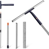Coktaseleg Window Squeegee Kit with Pole and Scrubber, (16" Kit) | 16 INCH WIDE CLEANING HEAD - Covers more glass per pass for large windows, patio doors, mirrors and shower doors