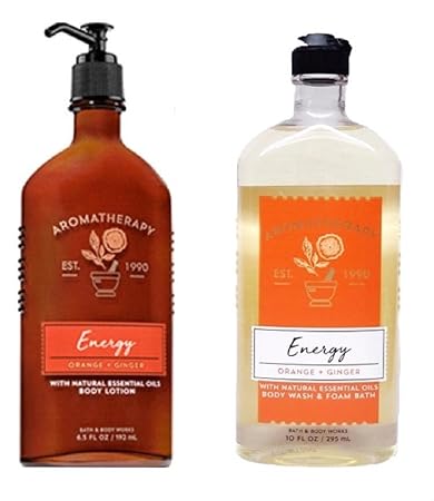 Bath Body Works Aromatherapy Body Wash Lotion Set Energy Orange Ginger