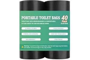 TAGLUMO 40 PCS Portable Toilet Bags for Camping, Biodegradable Porta Potty Bags - 8 Gallon Thickened Waste Bags Fit for 5 Gallon Bucket, Camping Poop Bag, Trash Bags for Home Boating Travel Outdoor
