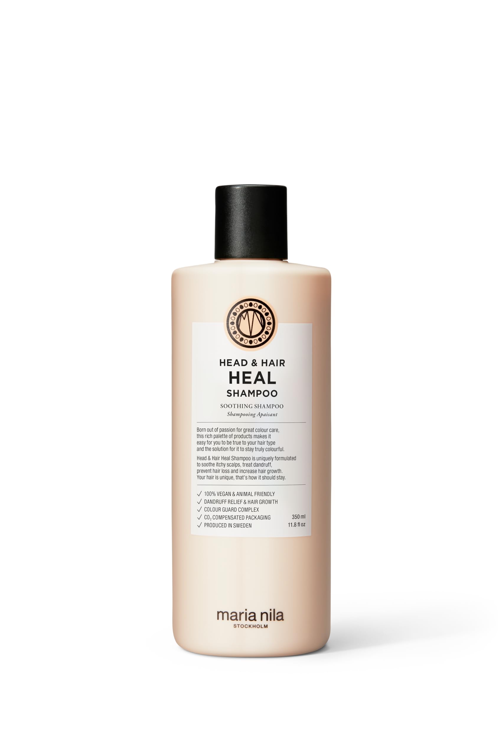 Maria Nila Head & Hair Heal, Soothing Shampoo for Dandruff/Dry & Itchy Scalp, Calming Aloe Vera & Piroctone Olamine Properties Moisturises/Soothes Scalp Preventing Flakes/Dandruff, 350 ml