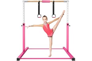 RINREA Gymnastics Bar for Kids, Gymnastic Kip Bar with Height Adjustable 3.1' to 5.1', Gymnasitcs Horizontal Training Bar for