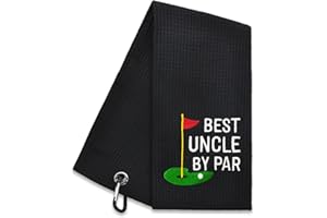 Hafhue Best Uncle Embroidered Golf Towel with Clip, Retirement Present, Funny Golfs for Father, Accessory for Golf Bags, National Golfs Day Present for Uncle Golfer