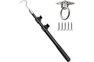 Bytcew Extendable Attic Pull Down Hook, Ladder Door Stairs Puller System Kit Rod Pole, Replacement for Ropes Cord String with Stainless Steel Ring Handle
