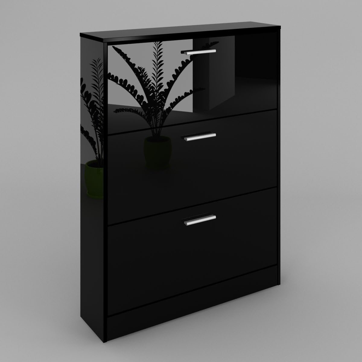 Bari armario zapatero con puerta, cuerpo negro brillante Amazon.es Hogar