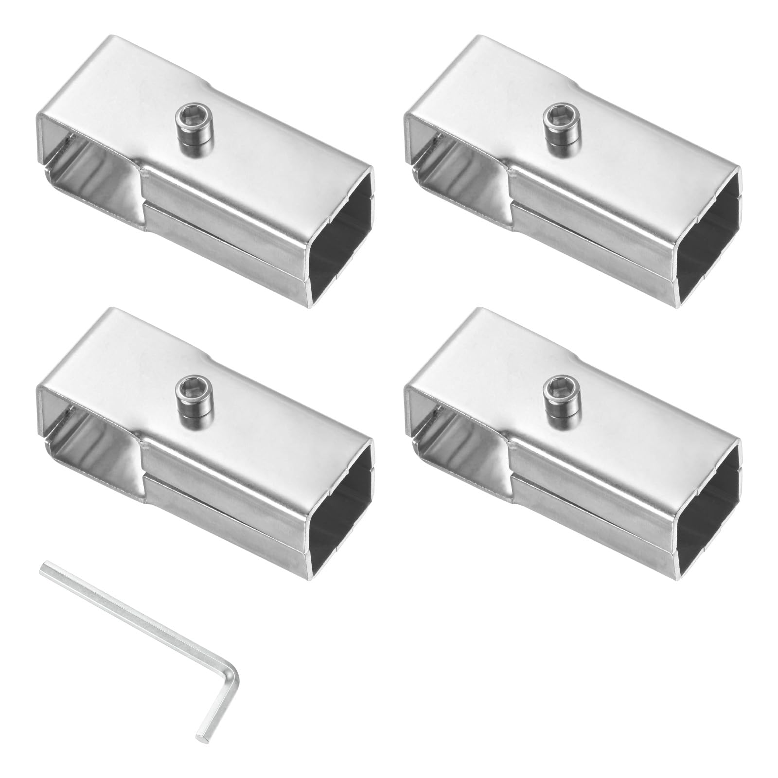 M METERXITY 4-Pack Structural Square Tubing T Clamps, Stainless Steel Pipe Connector for 1" or 25MM Pipe, Black