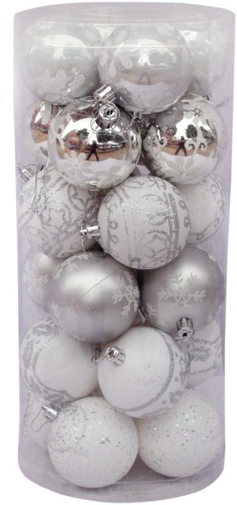 Longra 24pcs Boules De Noël Noël Décoration Extérieur Intérieur Decorations Scintillantes Plastique Personnalisée Créatif Noël Décoration Pour Sapin