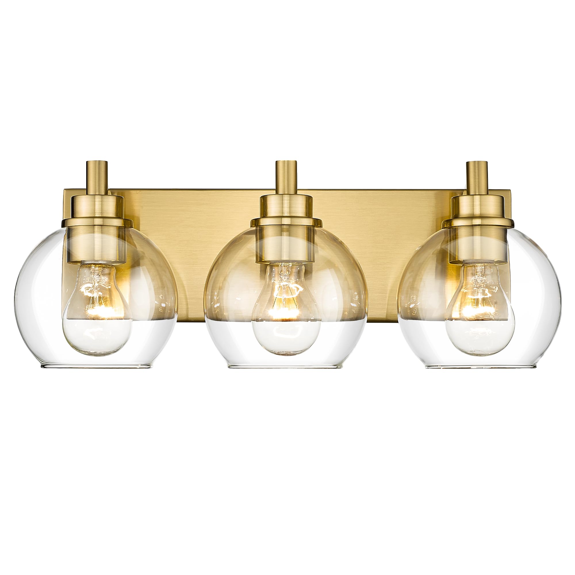 Photo 1 of METWET Bathroom Light Fixtures, 3-Light Brushed Gold Vanity Light, Modern Wall Sconces with Clear Glass Globe Shade, Bathroom Wall Lights for Mirror Kitchen Bedroom Hallway Living Room, VL195-GD-3