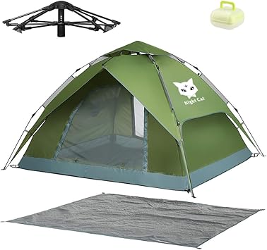 Amazon Night Cat ワンタッチテント 2人用テント 1人テント ソロテント アウトドア キャンプ 冬テント ポップアップテント 防水 グランドシート付き 設営簡単 自動設置 二重層 防雨防風 タープ 通気 耐水圧3000 Night Cat テント本体