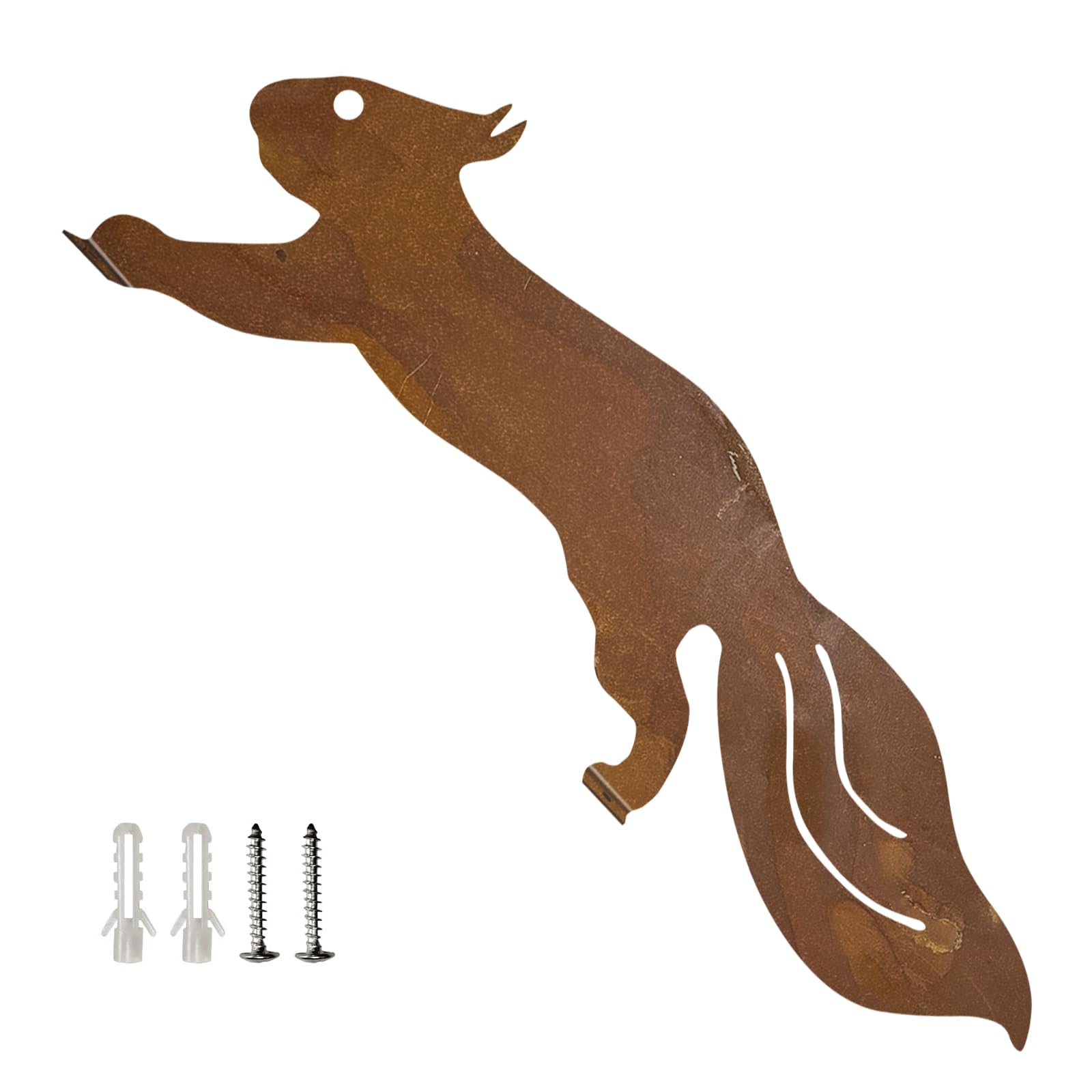 Reagia Rusty Running Squirrel to Screw in Wood, Metal Garden Decoration, Garden Stake Rust Rusty Decoration Squirrel Rust Decorative Tree Stake
