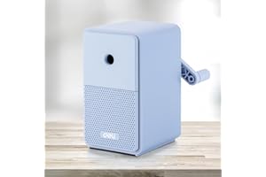 Deli Manual Pencil Sharpener, Auto-in Hand Crank with Adjustable Point for Pencils and Colored Pencils, Blue