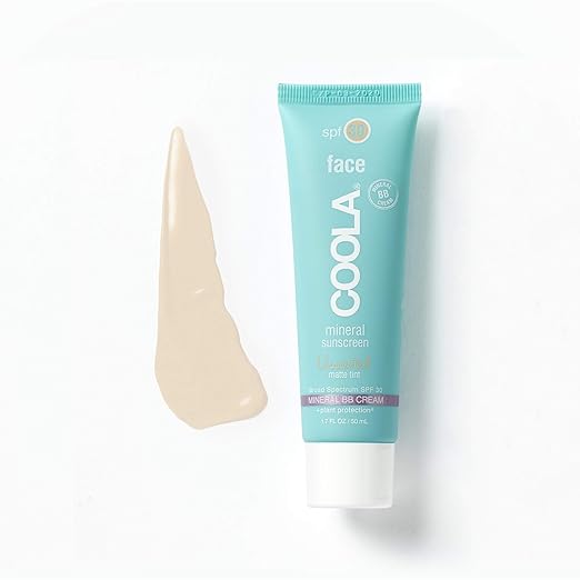 COOLA Mineral Suncare, Unscented Matte Tint Face Sunscreen, SPF 30, 1.7 fl. Ounce, Mineral BB Cream, Natural Beige Tint