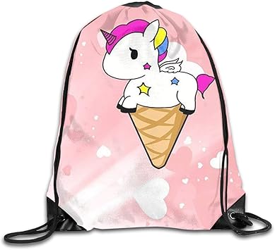 Amazon Co Jp Pjhdck ユニコーンファニーアイスクリームユニコーンジムスポーツバッグ 巾着バッグ バックパック ドローコードバッグ 男女兼用 ジム スポーツ ヨガ ダンス 旅行用 スポーツ アウトドア