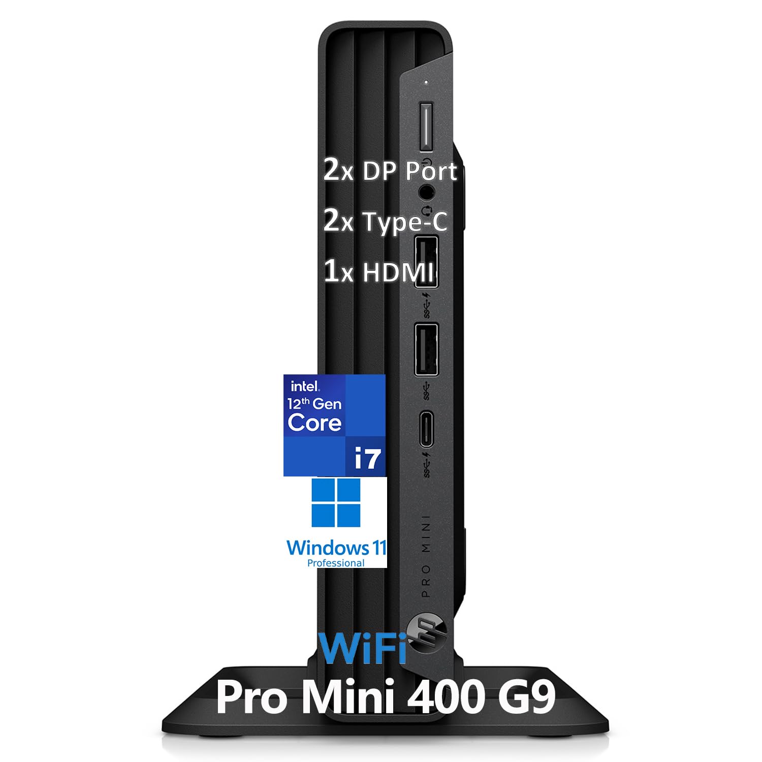 HP Pro Mini 400 G9 Business Mini Desktop Computer, Intel 12-Core i7-12700T, 16GB DDR4 RAM, 512GB PCIe SSD, WiFi, Bluetooth, RJ-45, 2 DisplayPort + HDMI, 3 4K Display Support, 2 Type-C, Windows 11 Pro Image