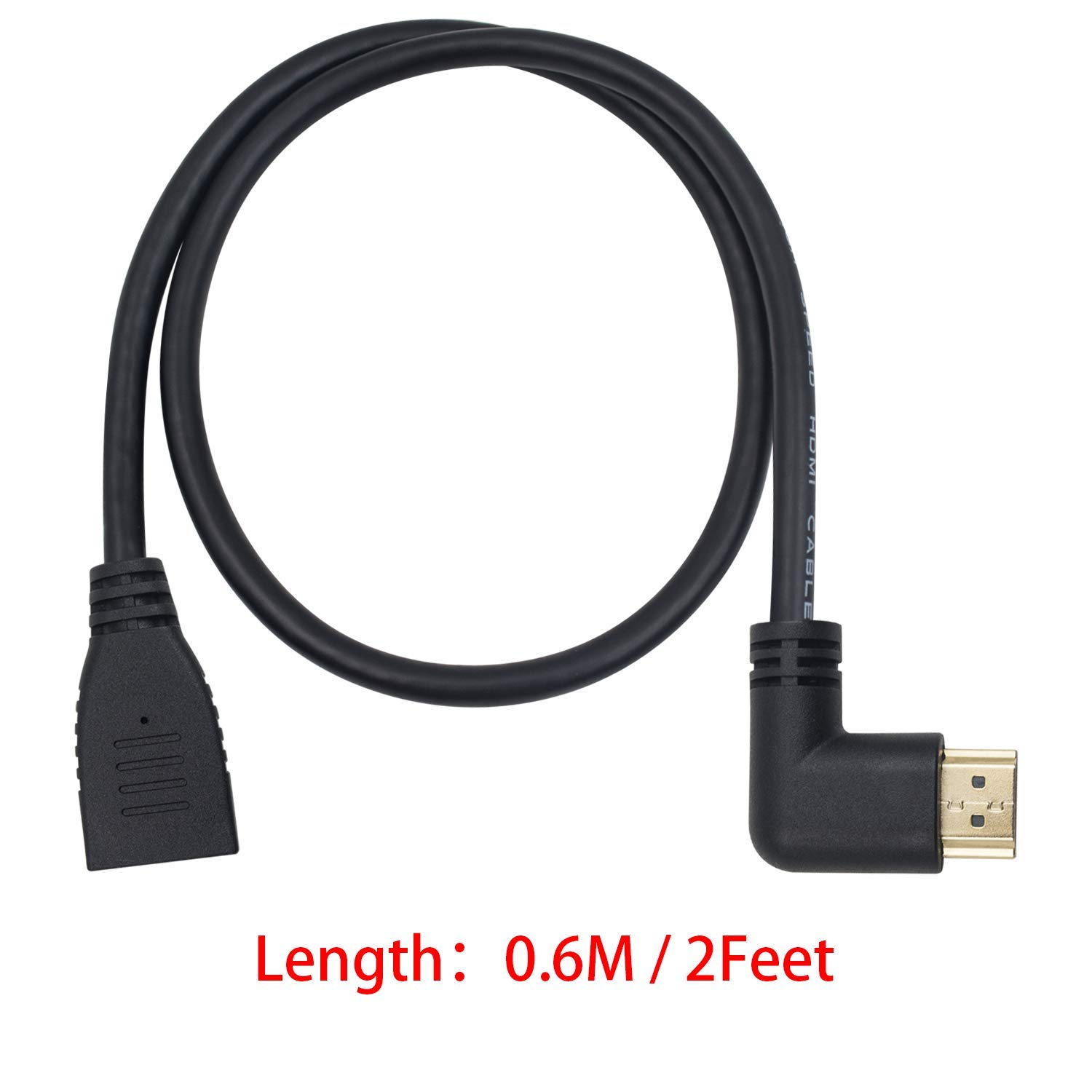 Poyiccot HDMI 2.0 Extension Cable 90 Degree, 2 Feet / 60cm HDMI Extender High Speed Left Angle HDMI Male to Female Extension Cable 60Hz, 4K 2K (F/M Left): Industrial & Scientific