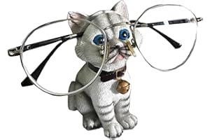 TANG SONG Creative Natural Resin Eyeglass Holder Handmade Nose Gray Cat Stand for Office Desk Home Decor Gifts