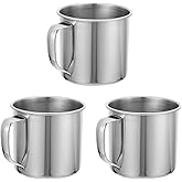 DECHOUS 3Pcs Stainless Steel Kids Mugs: Camping Unbreakable Small Water Cups with Handle for Toddler Home Camping Travel School Use Drinking Chocolate Mugs