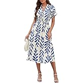 SEAFORM Women's Casual Long Dress V-Neck Retro Floral Print Dresses Elegant Long Fitted Dress for Women with Flowy Hemlines