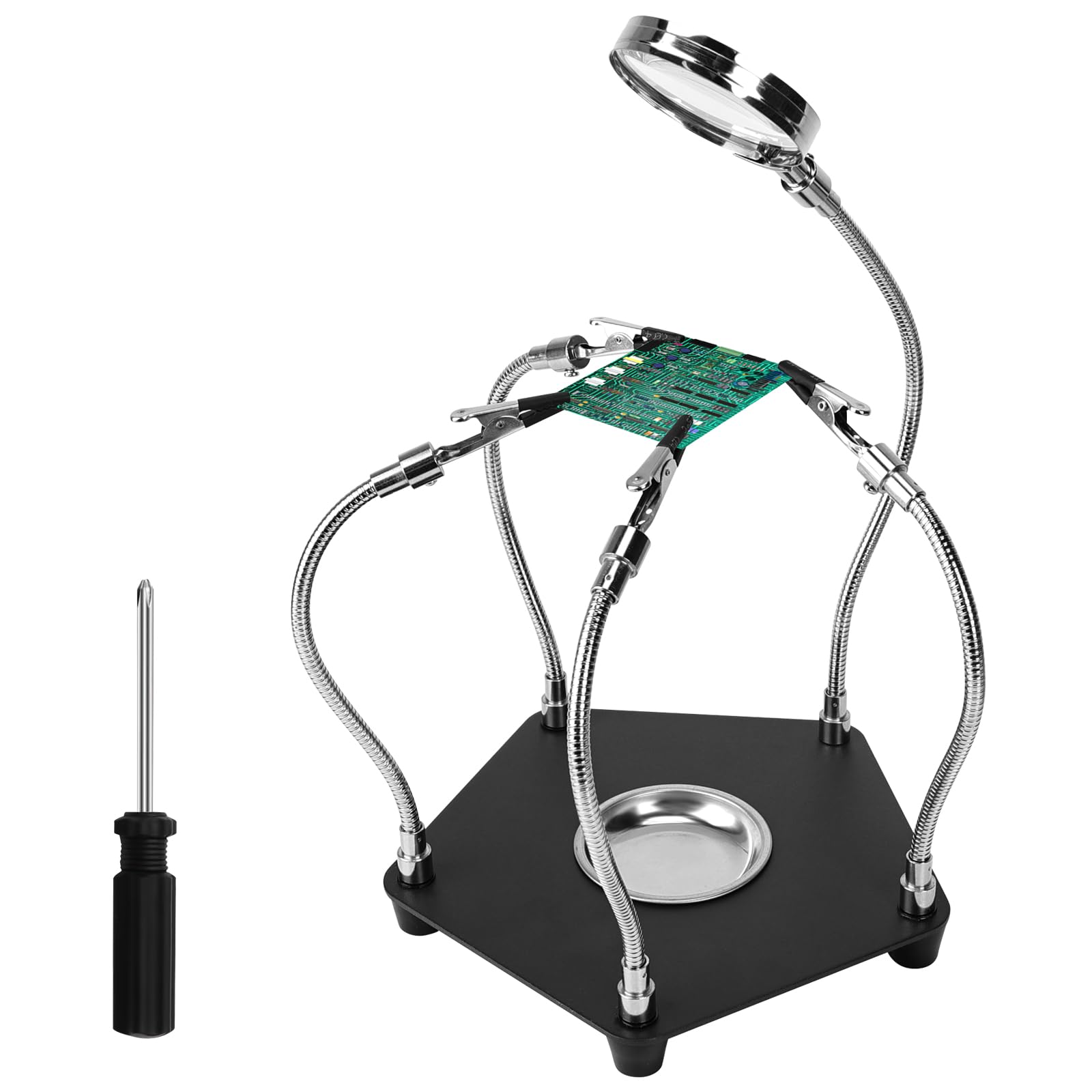 TOTSUN Third Hand Soldering Station, Third Hand Soldering Tool with 3X Magnifying Glass, Flexible Helping Hands Soldering with 4 Flexible Helping Arms for Welding Repair Hobby DIY