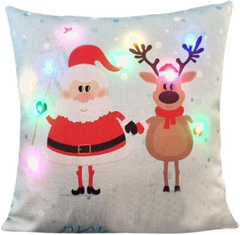 hunpta Christmas Lighting LED Cushion Cover Home Decor Throw Pillowcase Sofa Flashing