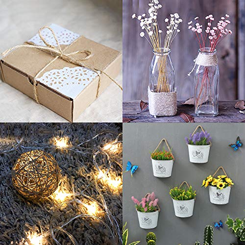 Natural Jute Twine 656 Feet Arts and Crafts Jute Rope Durable Industrial Packing Materials Packing String for Arts, DIY Crafts, Festive Decoration, Bundling and Gardening (2 Pcs x 328 Feet) - Thumbnail 7