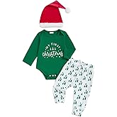 Doqcey Newborn Baby Boy Girl Christmas Outfit Gingerbread Man Christmas Tree Romper Bodysuit Pants Hat Set Xmas Clothes